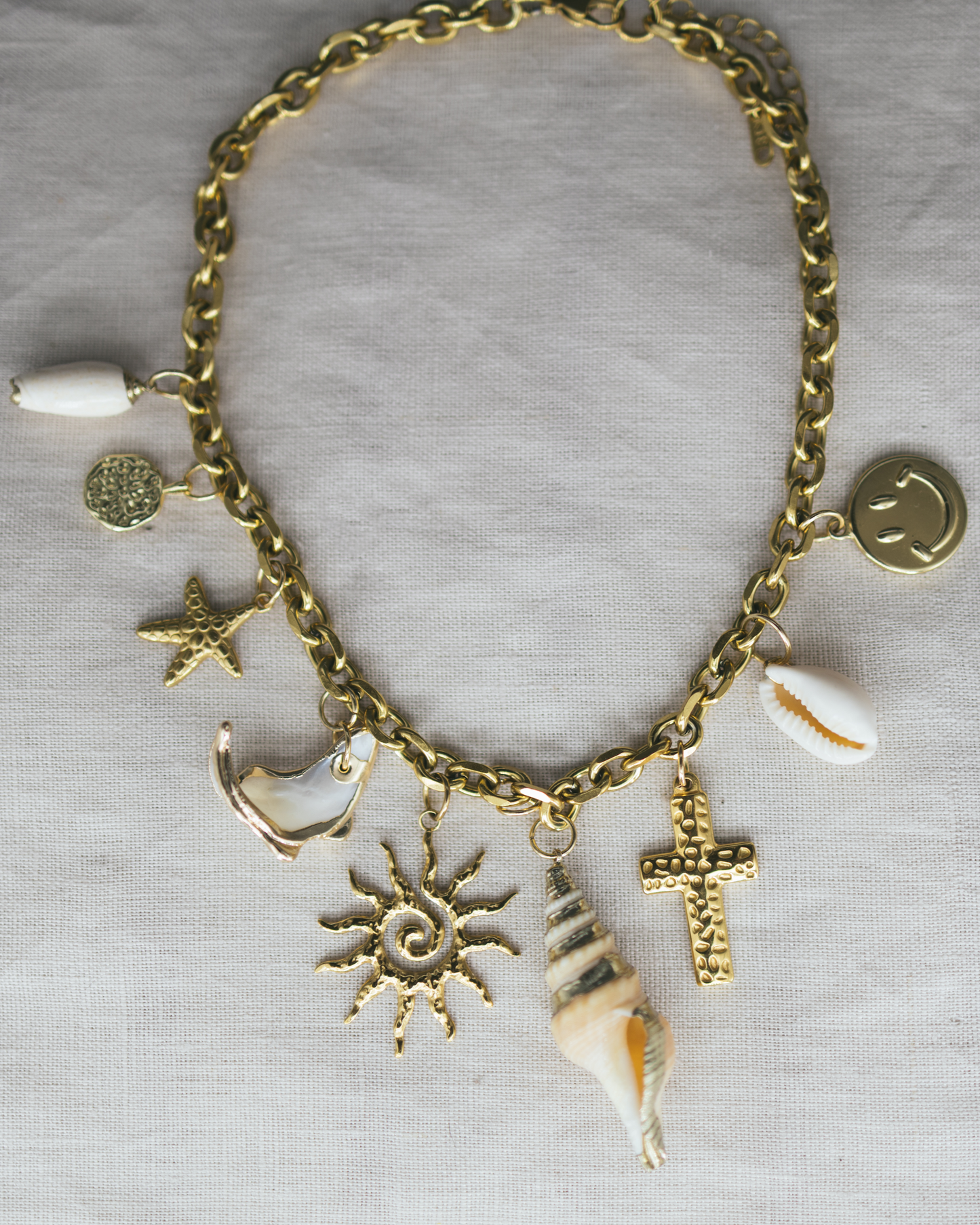 Salt & Sun Charm Chain — 18K Gold Salt & Sun Charm Chain Necklace