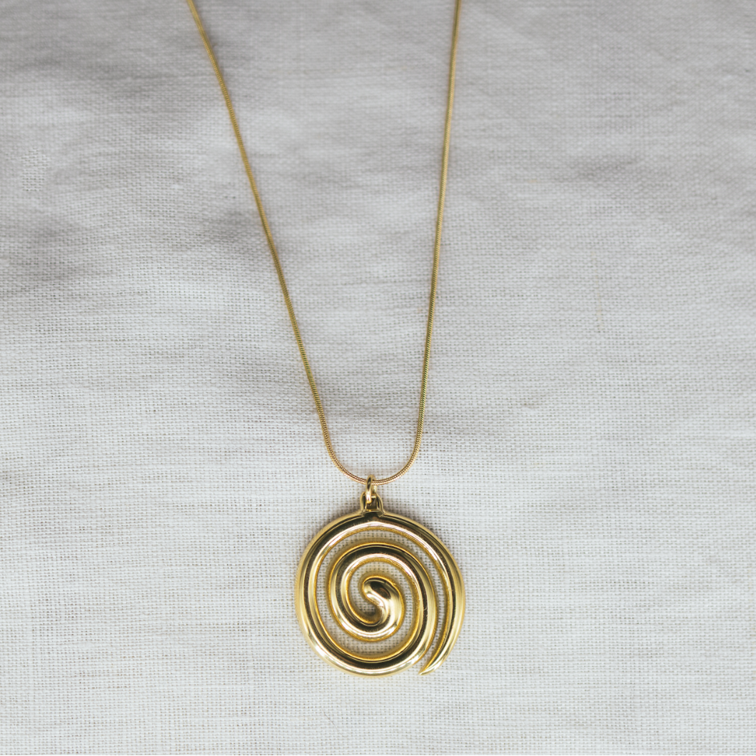 Golden Swirl Necklace — 18K Gold-Plated Swirl Pendant Necklace